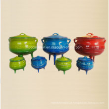 Conjunto de utensílios de cozinha de ferro fundido esmalte de Potjie Pot para South Affican Countires